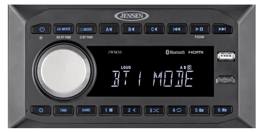 JWM30 – ASA Radio, Digital AM/ FM Tuner With 12 AM/ 18 FM Stations Preset Dual Bluetooth Functionality Front HDMI/Rea...